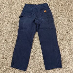 Carhartt Men's Duck Work Dungaree Pants 30x29 Loose Fit Navy B11-MDT